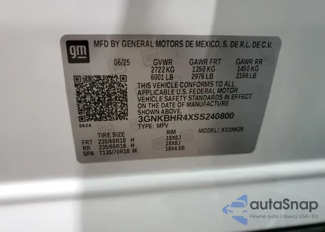 2025 Chevrolet Blazer 2Lt из США, поврежденный, VIN 3GNKBHR4XSS240800